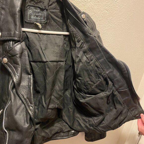 Vintage 1990s Diamond REAL Leather Collection Motorcycle Jacket - Women's - Picture 5 of 6